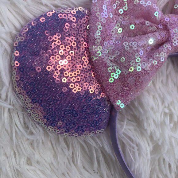Pink and purple sequin Minnie Mouse Ears - Picture 4 of 4